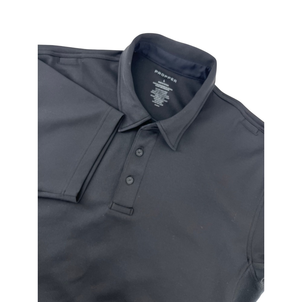 Propper‎ Mens Black Snag-Free Performance Tactical Polo Shirt Mic Clips Large